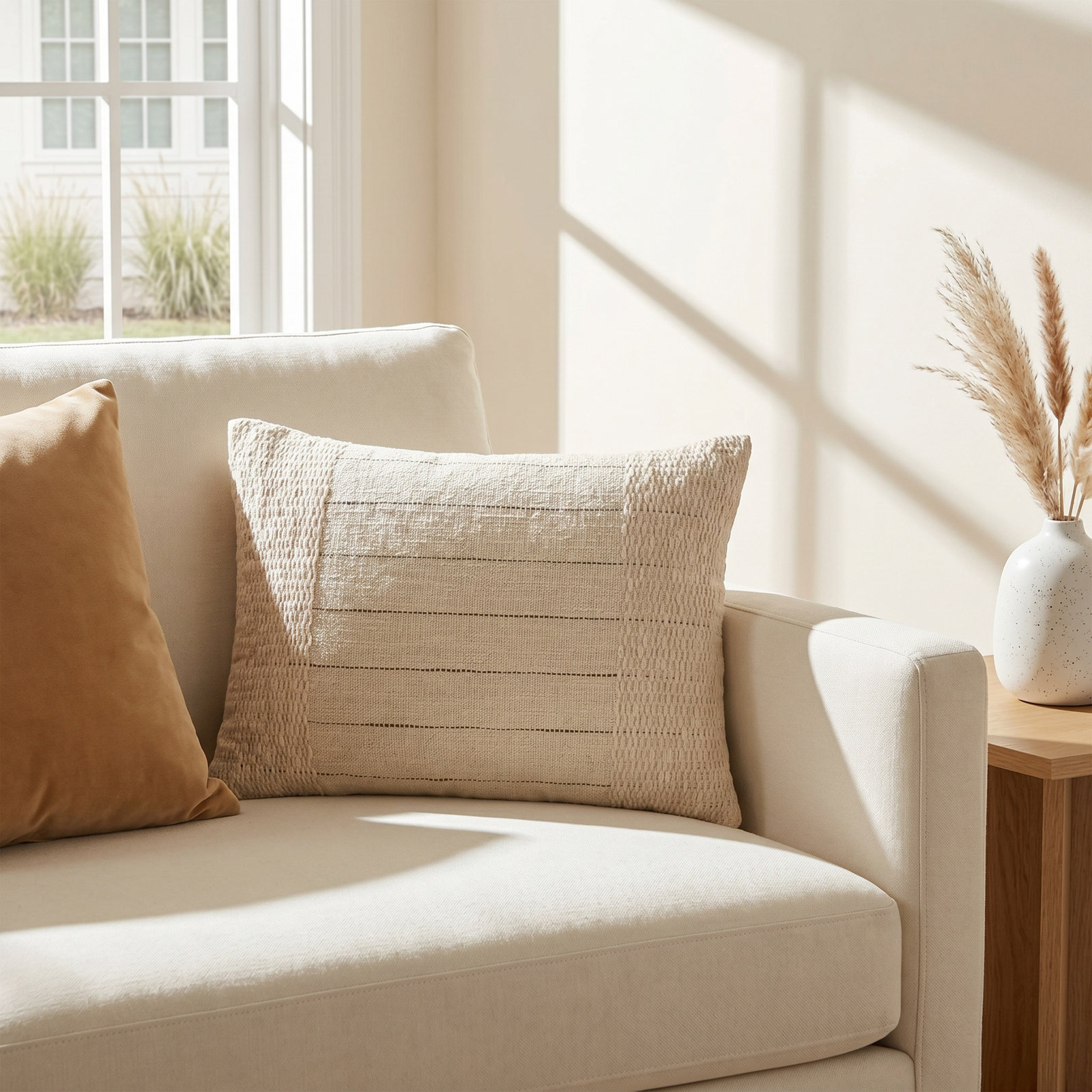 Dorothea Collection Striped Cotton Throw Pillow, Polyester/Polyfill