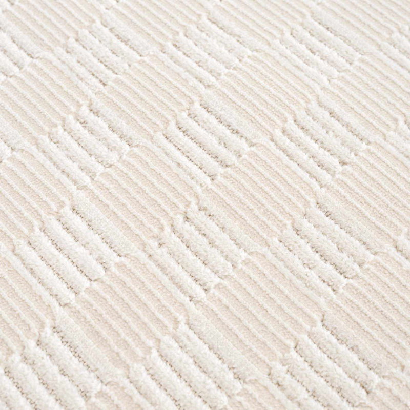 Kwan Machine Washable Modern Geometric Cream Area Rug, Rectangle 7'10" x 10'