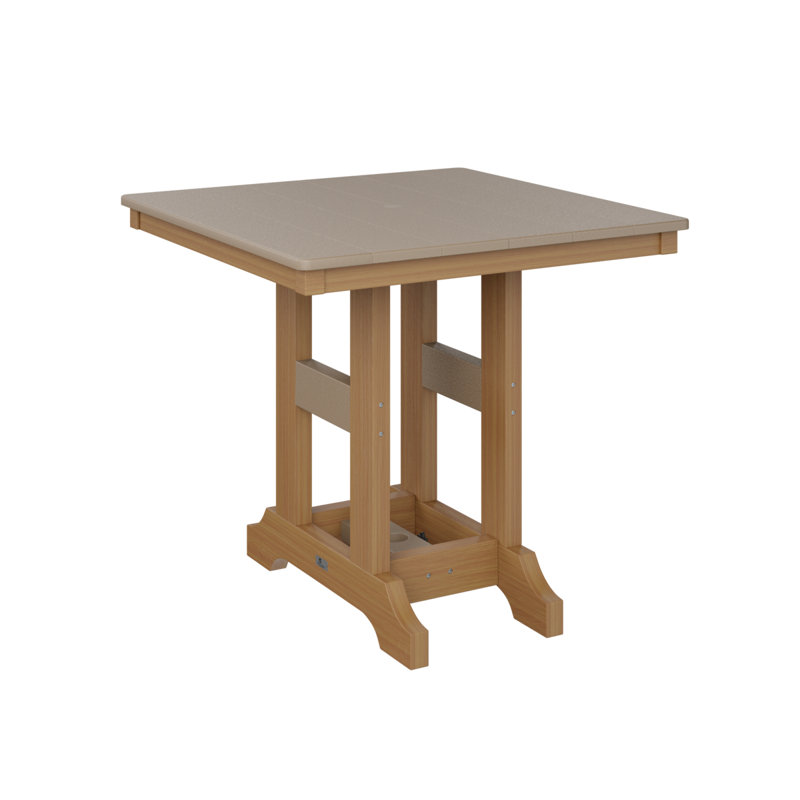 Garden Classic Outdoor Square Bar Table, 39.5" H x 33" W x 33" D, Weatherwood, Natural Teak