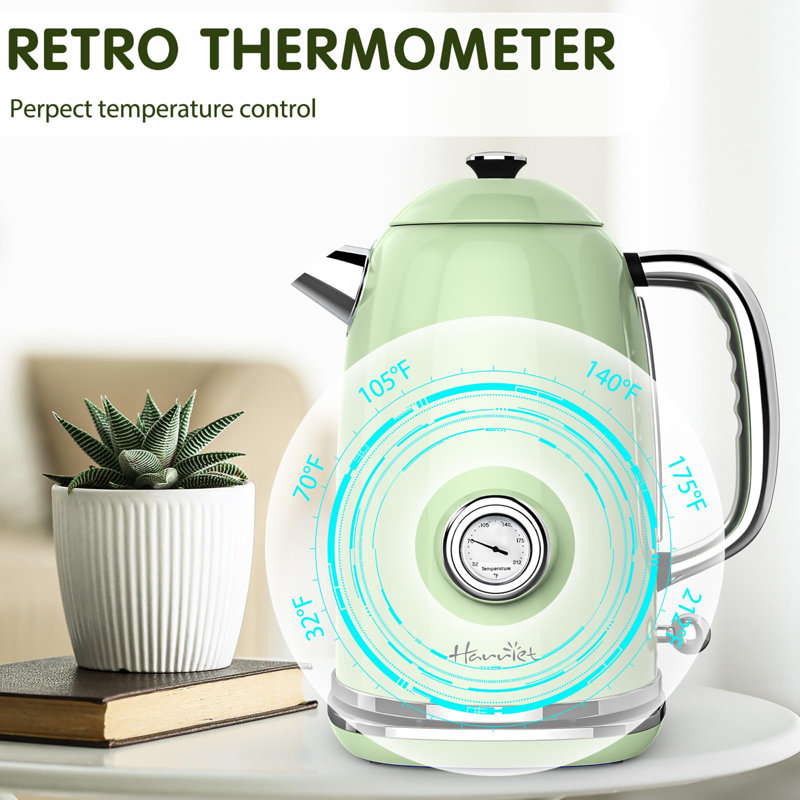 Chauffe-eau électrique 1,8 L avec thermomètre, Vert clair