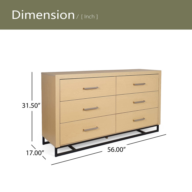6 Commode 6 tiroirs, Naturel