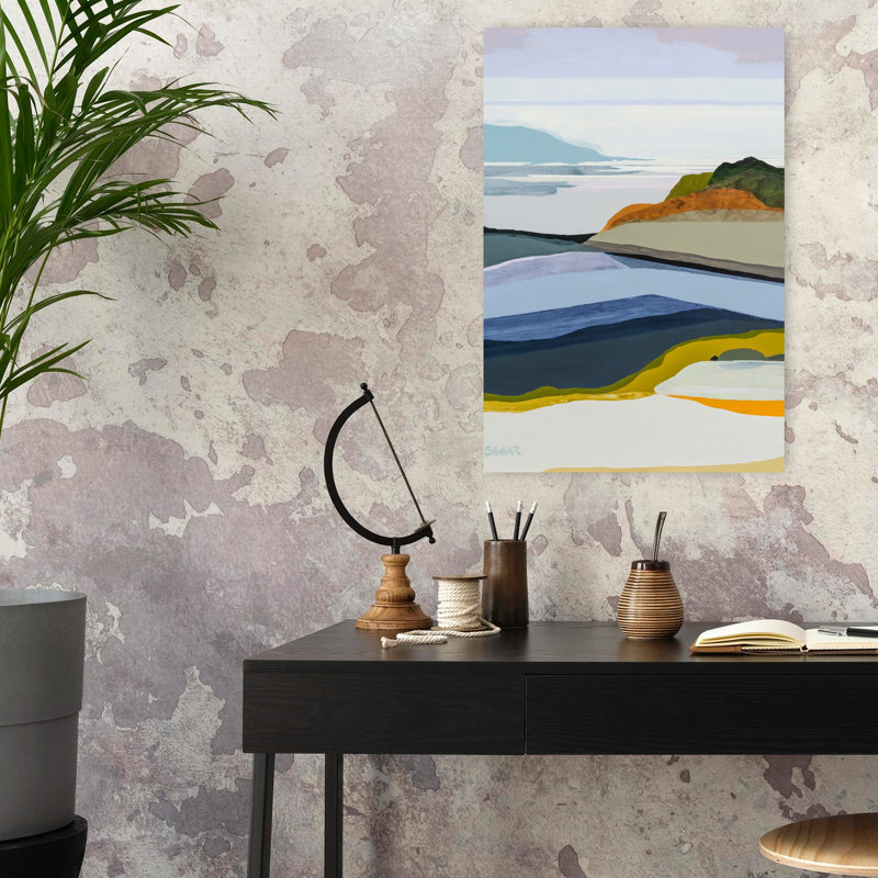 Art contemporain contemporain, paysage océanique abstrait, H 24 po x l 16 po