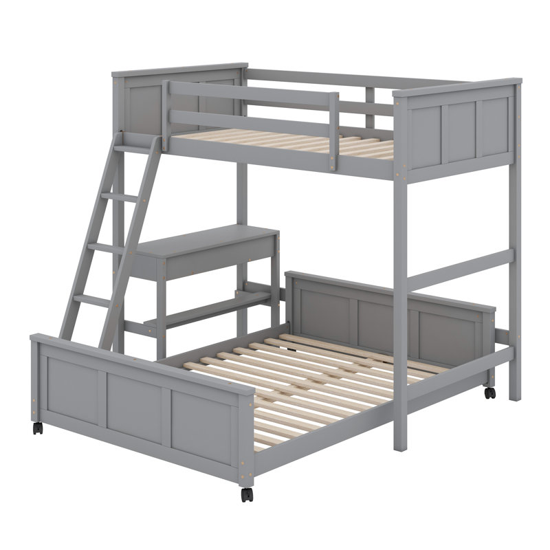 Lit superposé avec bureau, Gris, Jumeaux sur complet