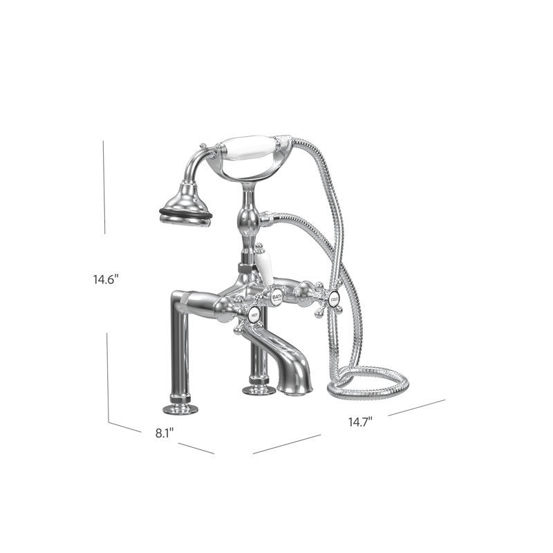 2 Handle Bathroom Clawfoot Tub Faucet with Diverter, Chrome