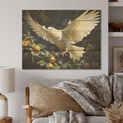Graceful Dove - Art mural sur bois de pin naturel