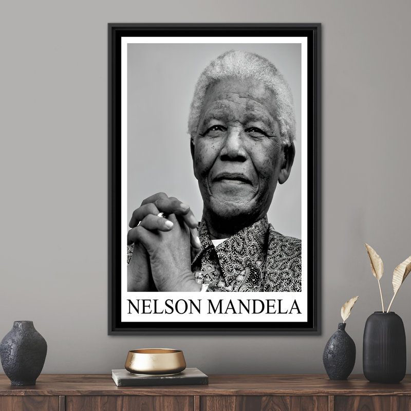 Art mural sur toile 3D Nelson Mandela avec citation inspirante pour la décoration intérieure, Noir, H 81 po x l 45 po