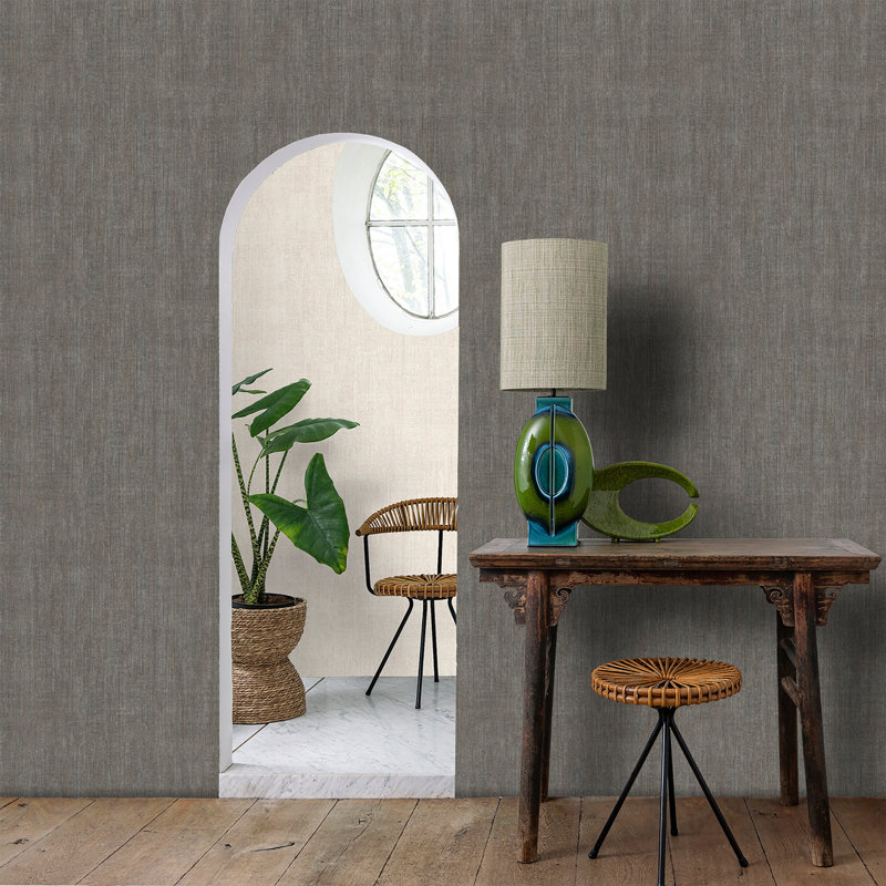 Praveen 10.05m x 2.05cm Semi-Gloss Double Roll, Grey Brown