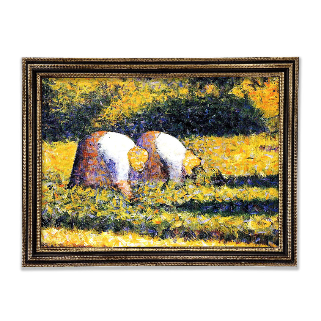 Seurat Landwirte bei der Arbeit Gerahmter Druck