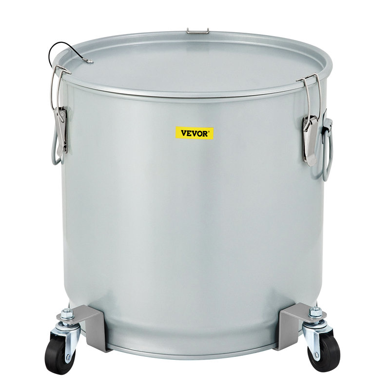 Seau à graisse pour friteuse en acier au carbone avec base à roulettes 15,9 gallons / 60 L VEVOR