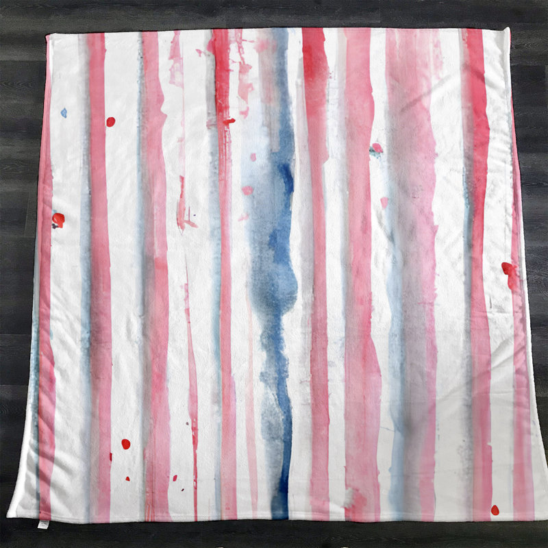 Throw Blanket, 68" W x 80" L, Striped/Abstract, Pink/Blue