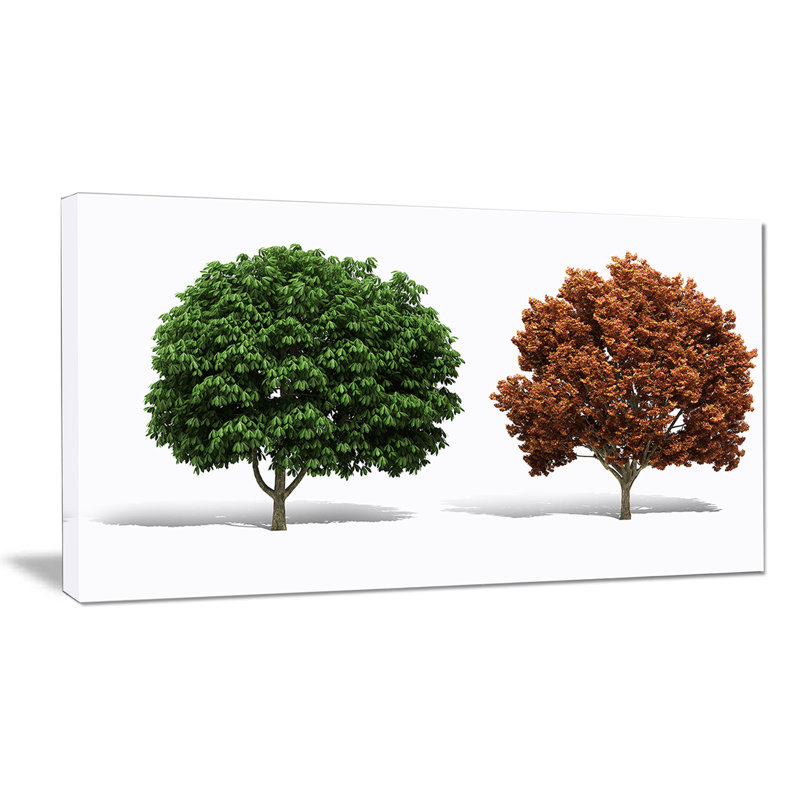 « vert et rouge 3d fractal trees », impression sur toile tendue, H 16 po x l 32 po x P 1 po