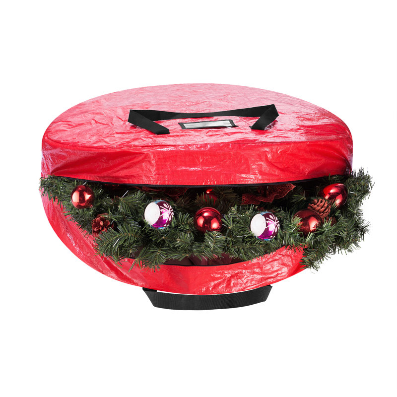 Ensemble de sac de rangement pour arbre de Noël et couronne de fleurs, Rouge