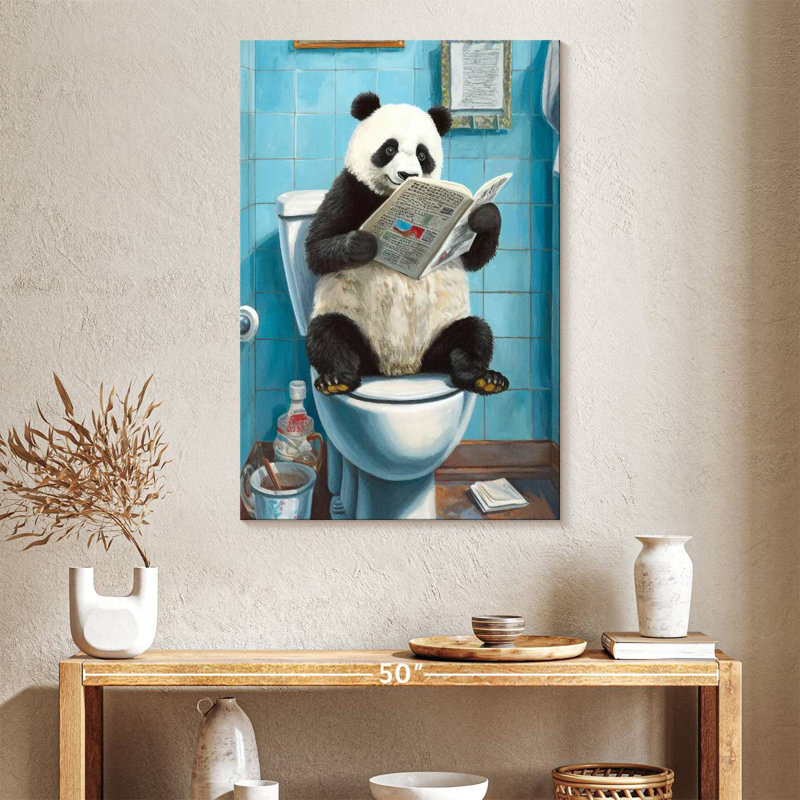 Ketti Panda On A Toilet, 39" H x 26" W