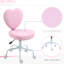 Chaise de bureau réglable en hauteur rose avec pivot à 360 ° et conception «Heart Love», siège en lin avec dossier pivotant et rembourré