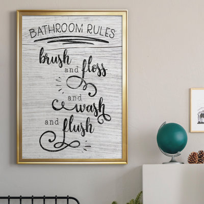 "Bathroom Rules" - Art textuel sur toile