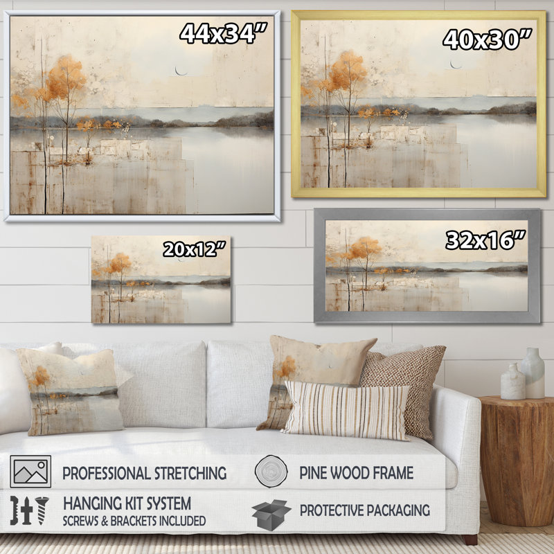 «Lakehouse Foilage Solitude I», reproduction sur toile, H 34 po x l 44 po x P 1,5 po, Cadre simple noir