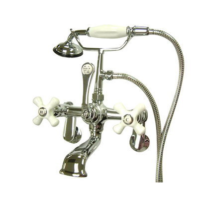Hot Springs Triple Handle Wall Mounted Clawfoot Tub Faucet with Handshower