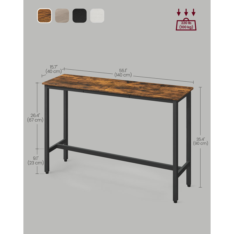Bar Table, 35.4"H x 55.1"L x 15.7"W, Rustic Brown
