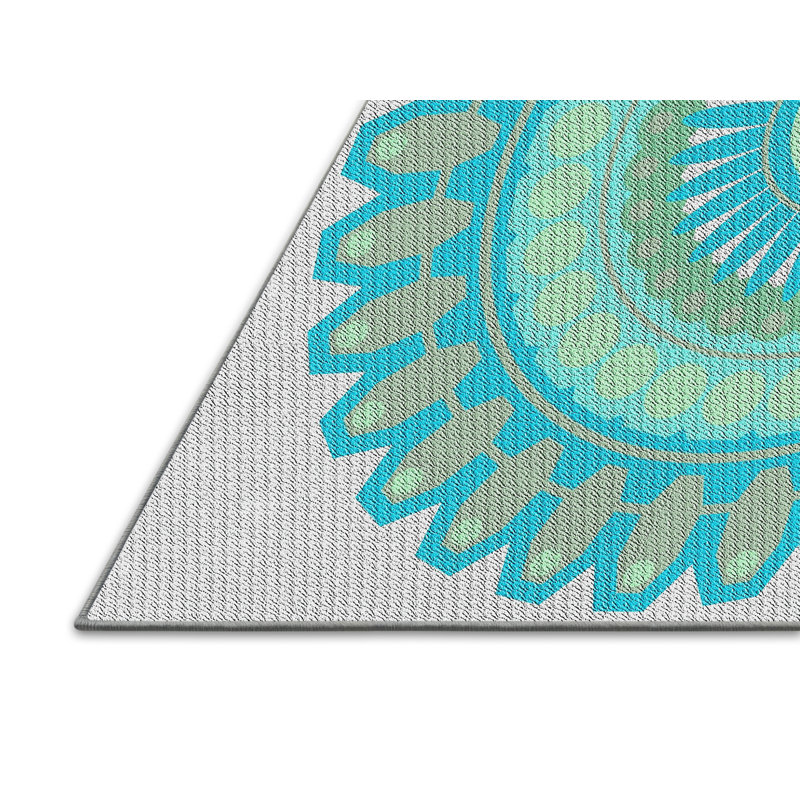 Fabriqué à la machine à partir de laine et de polyester gris/vert Tapis décoratif, Rectangle 7 pi x 9 pi