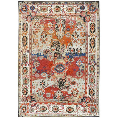 One-of-a-Kind Rectangle 4'6" x 6'2" 1900s Rectangle Area Rug in