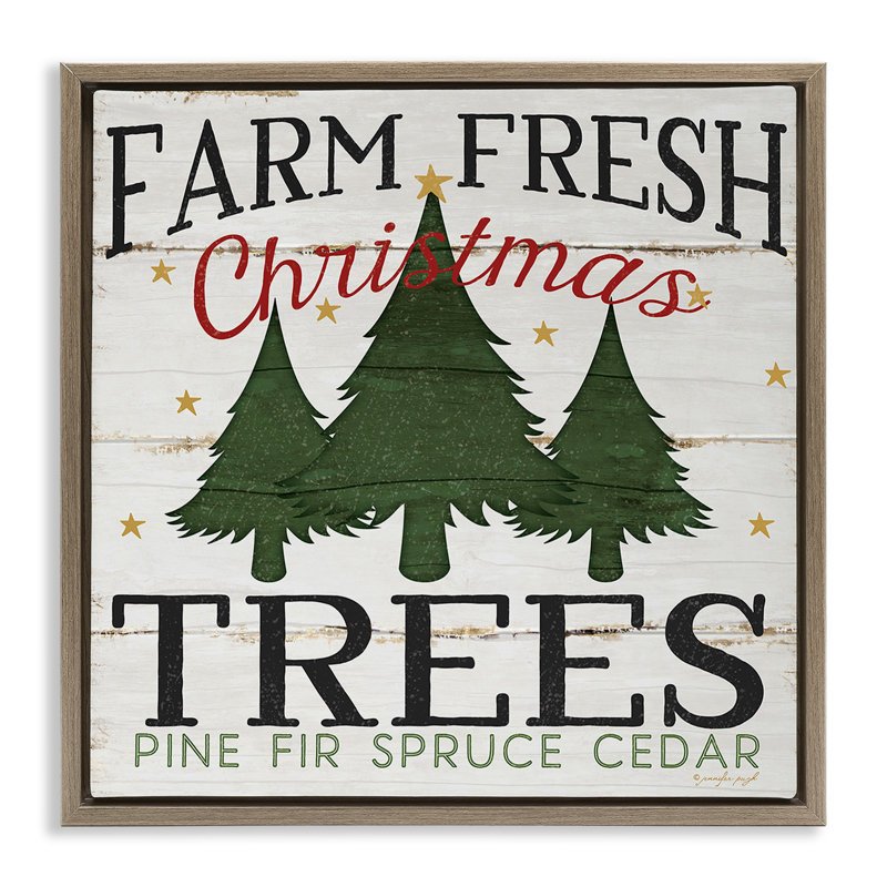 "Farm Fresh Christmas Trees", art mural sur toile flottante par Jennifer Pugh hwp-178, Cadre flottant orme Montalcino