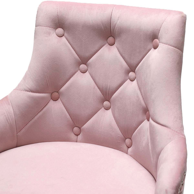 Swivel Upholstered Adjustable Height Counter Stool with Metal Frame, Pink, 1 Bar Stool
