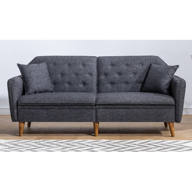 Samy 79.5" Upholstered Sofa, Dark Gray 100% Linen