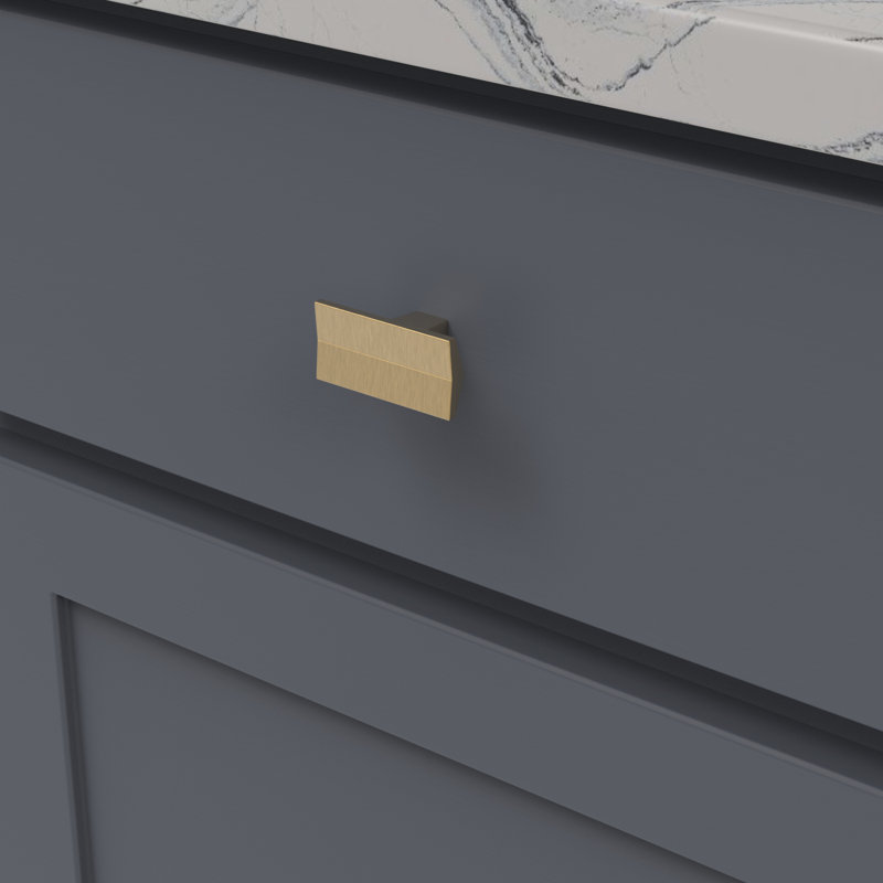Avenue 2" Length Rectangle Knob, Brushed Golden Brass