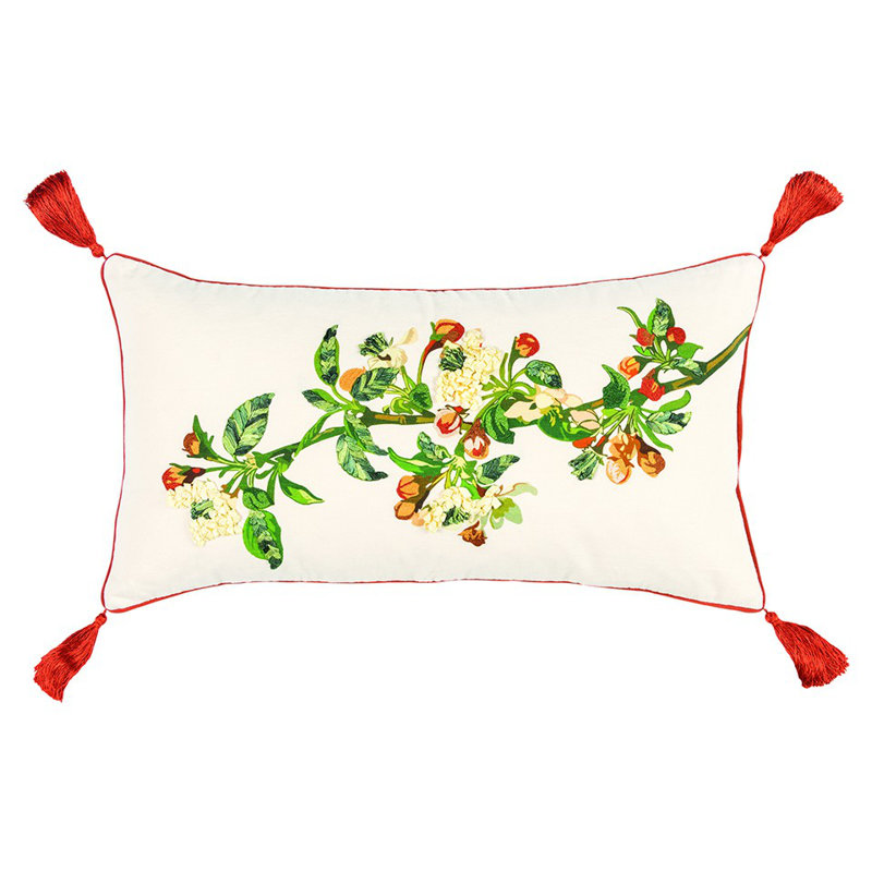 Coussin lombaire blanc et rouge