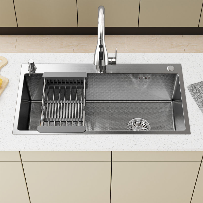 Single Bowl Stainless Steel Drop-In Kitchen Sink, Silver, 30"