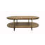 Table à cocktail en placage et en métal, finition latté, espace de rangement, brun, table de l 50,68 po x l 29,3 po x H 16,97 po, lattes, placages, caractéristiques, fonctionnalité, 52 po 29 po 17 po