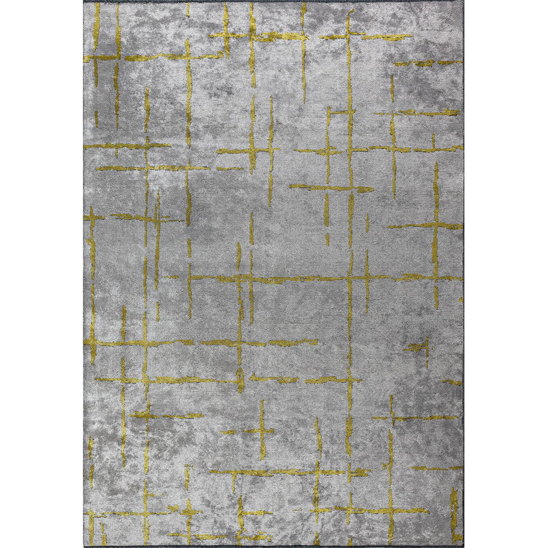 Bernan Abstract Hand Loom Indoor / Outdoor Area Rug, Rectangle 6'7" x 8'2"