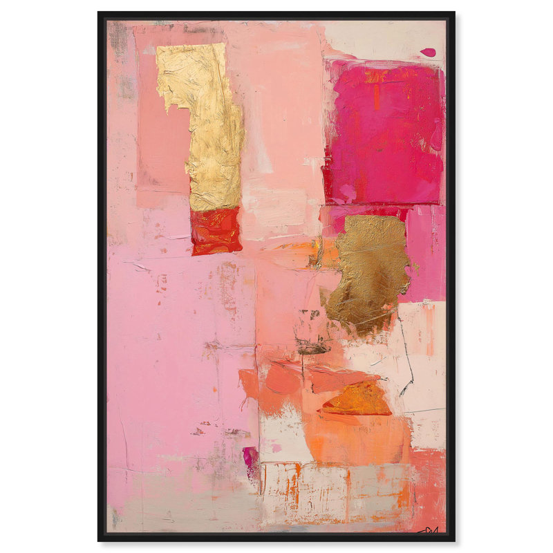 Art Remedy Blush Abstracts Canvas, Black Floater Framed, 16" H x 11" W