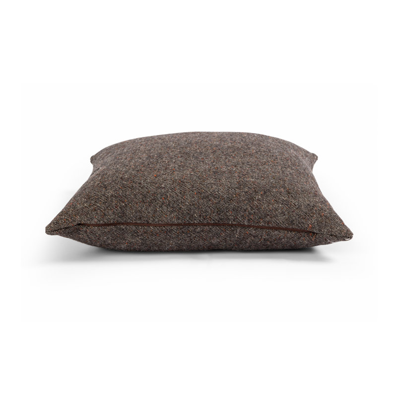 Hasselt Ebony Stonewash Linen and Wool Reversible Throw Pillow