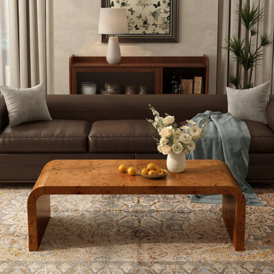Jaxom 48" Handcrafted Burl Solid Wood Coffee Table - Elegant Sleek Curved Design