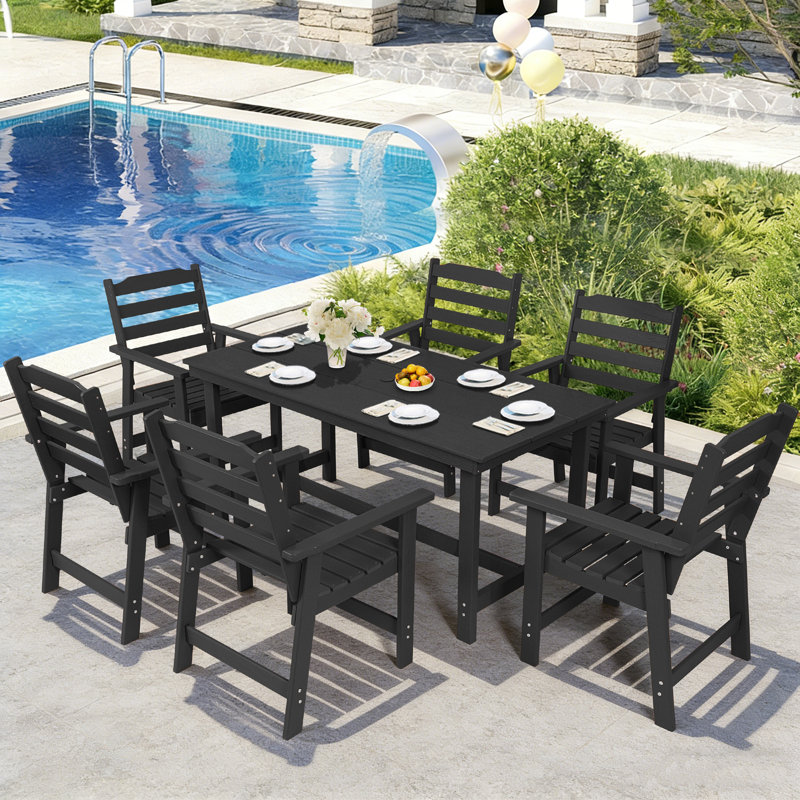 Ensemble de chaises de patio en PEHD 4 pièces, Noir