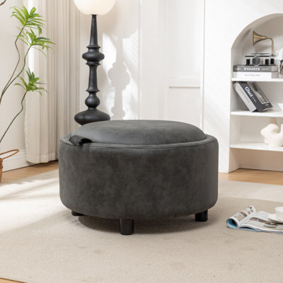 Savinien Upholstered Round Storage Ottoman