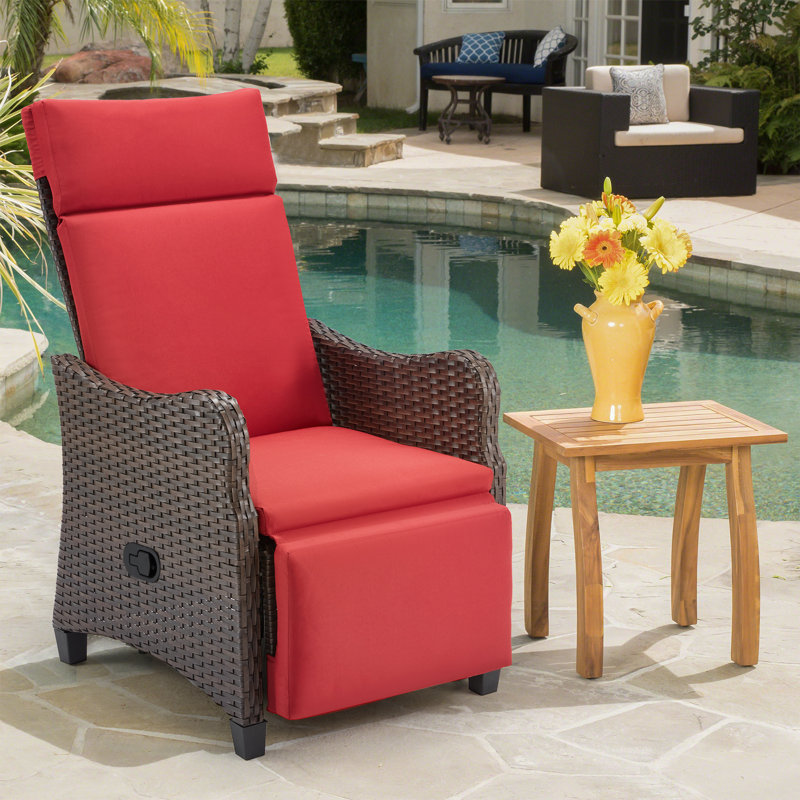 Wicker Outdoor Lounge Chair, Red