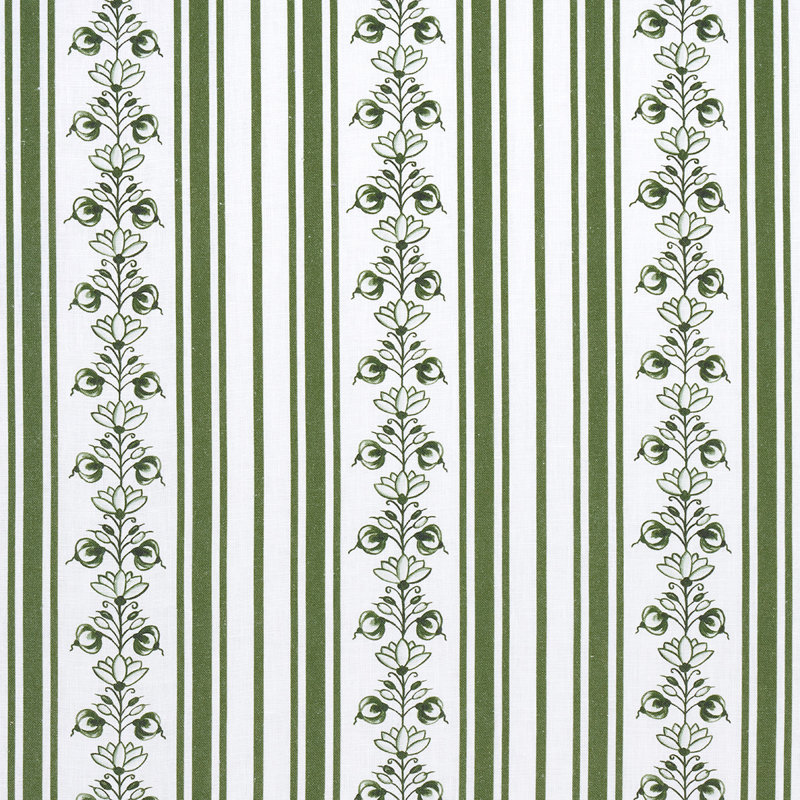 Schumacher x Marie-Anne Oudejans Delft Stripe Fabric, Green