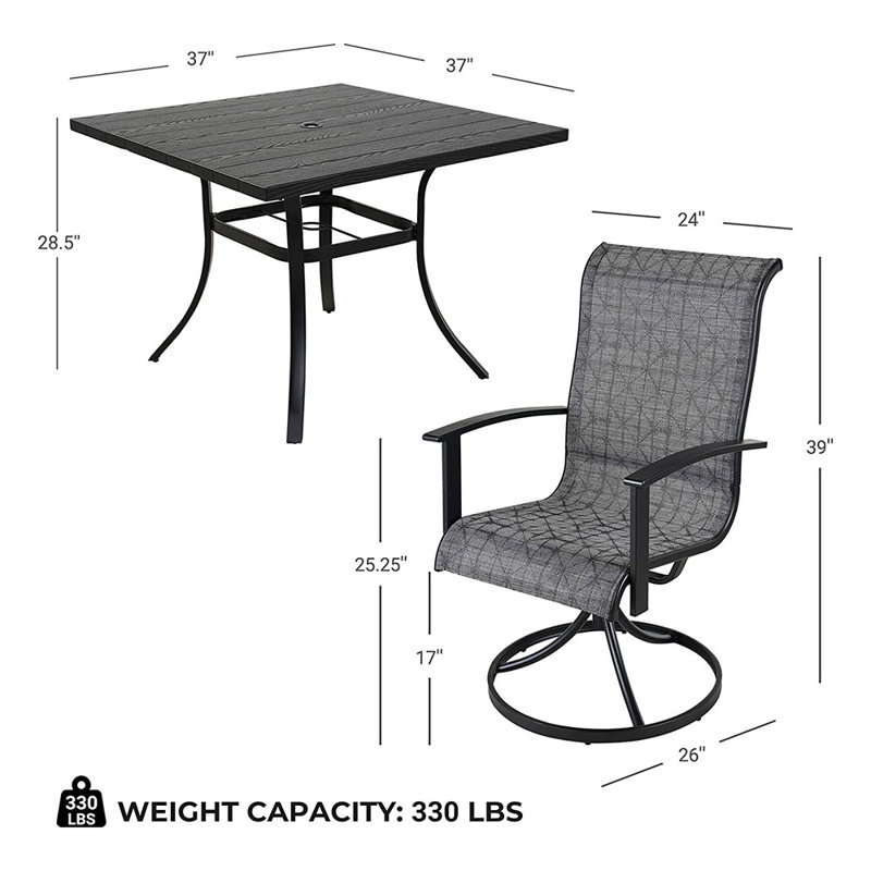 Errik Extendable Trestle Dining Set, Black/Gray Plaid