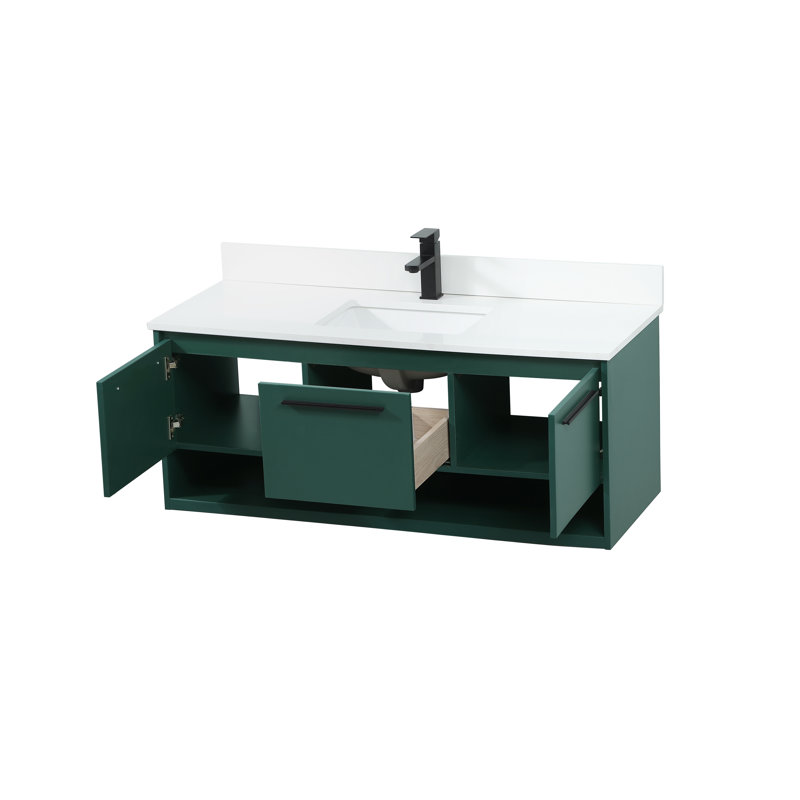 Roman 48 " W 1 Single Vanity Bathroom Vanity With Engineered Marble Top, Green