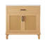 Armoire de salle de bain 36 po en rotin naturel avec lavabo en céramique, tiroirs à fermeture en douceur, grand meuble-lavabo autoportant avec rangement