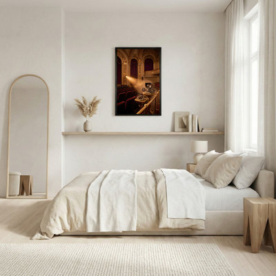 Vintage Film Projector in Gold Theater Interior Canvas Wall Art