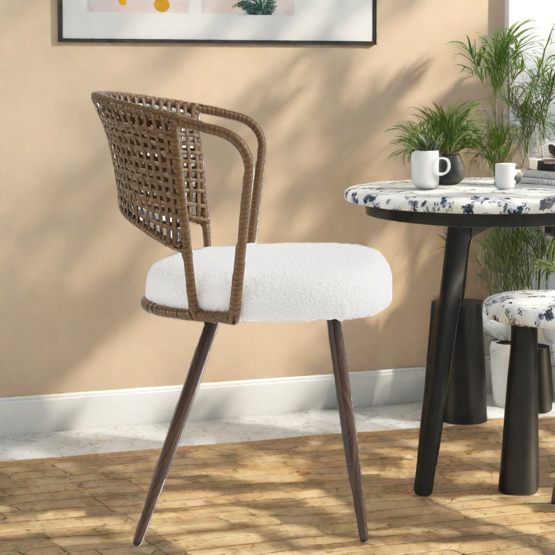 Chaises de salle à manger confortables, ensemble de ferme en métal en rotin pour la maison de cuisine