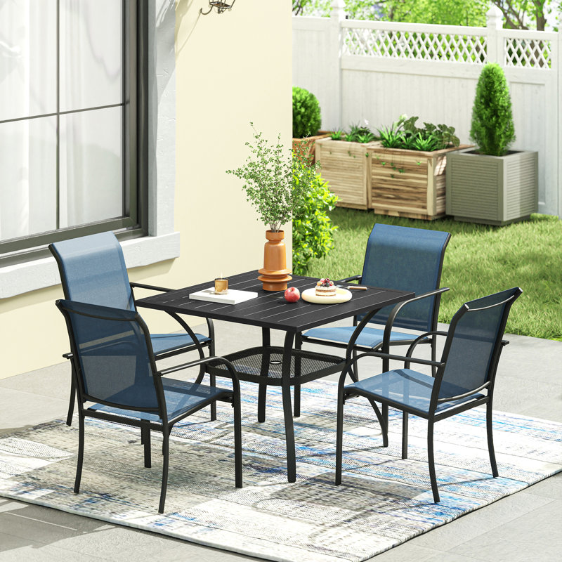 Ensemble de salle à manger pour 4 personnes 37,8 po Towles Square, Bleu et noir
