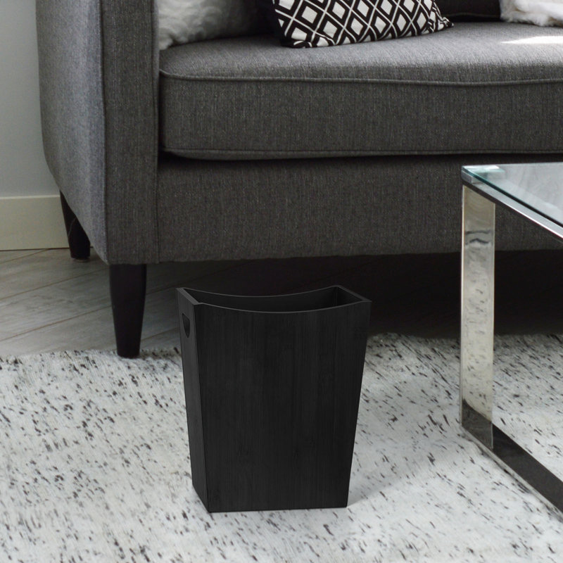 Poubelle ouverte en bois manufacturé 2 gallons, Noir