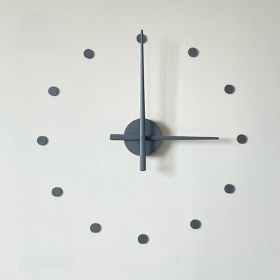 Gray Minimalist Dot Wall Clock Modern Art Silent Wall Mount Clock