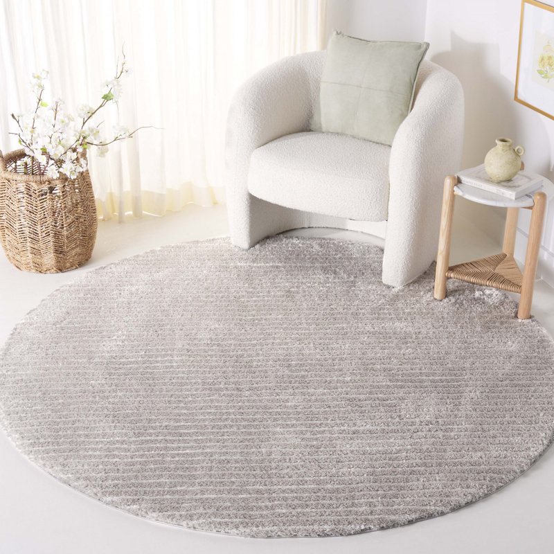 Tahoe Shag 651 Area Rug In Grey, Round 6'7"
