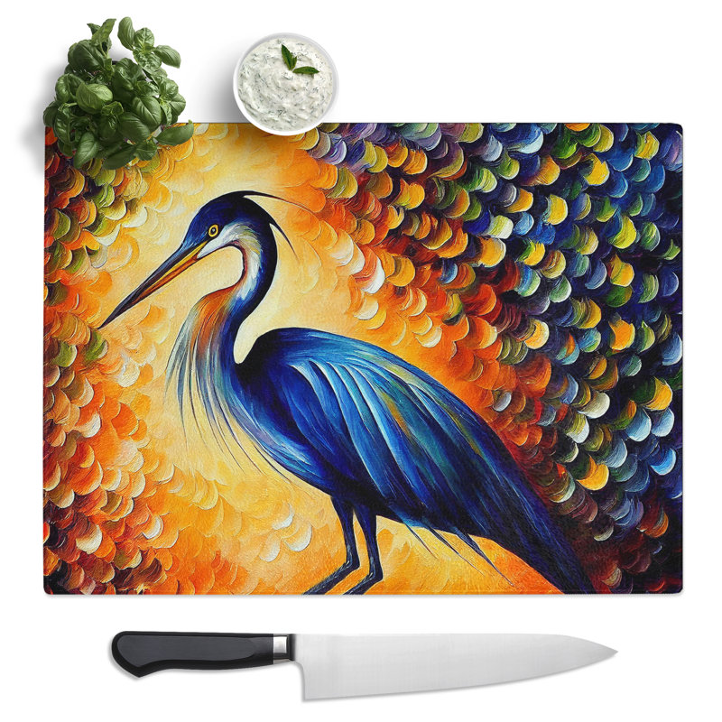 Heron Bird Abstract Vol.4  Glass Chopping Board