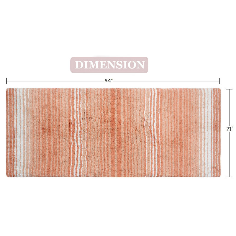Griffie Plush 100 % Cotton Bath Rug, Coral, Single - 21" L x 54" W